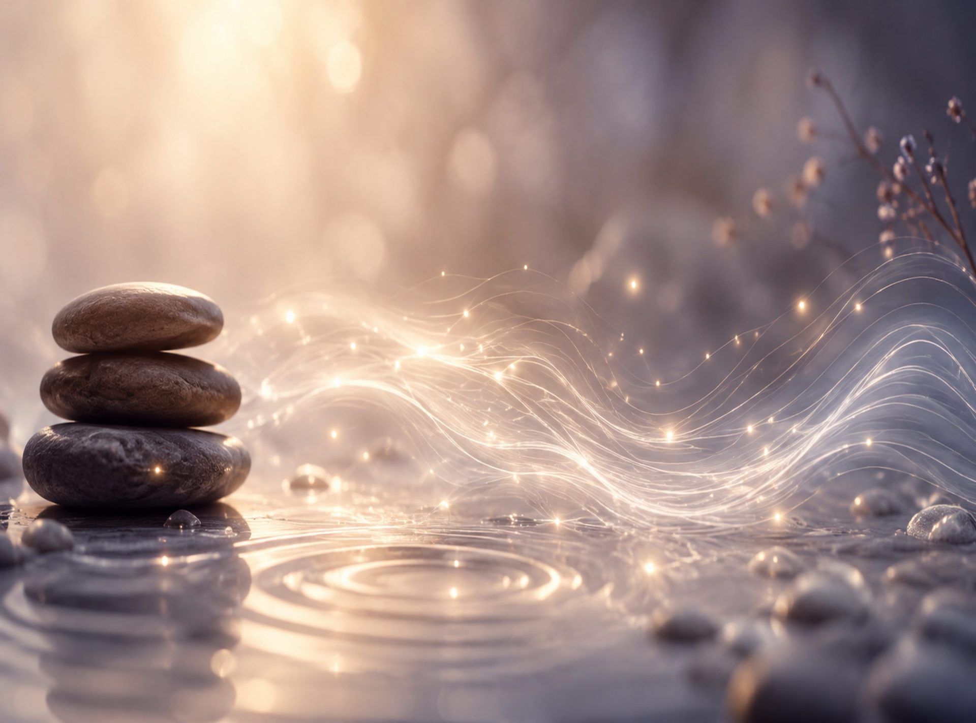 Illustration symbolique représentant la circulation énergétique, l'harmonisation des chakras et le retour à l'équilibre intérieur.