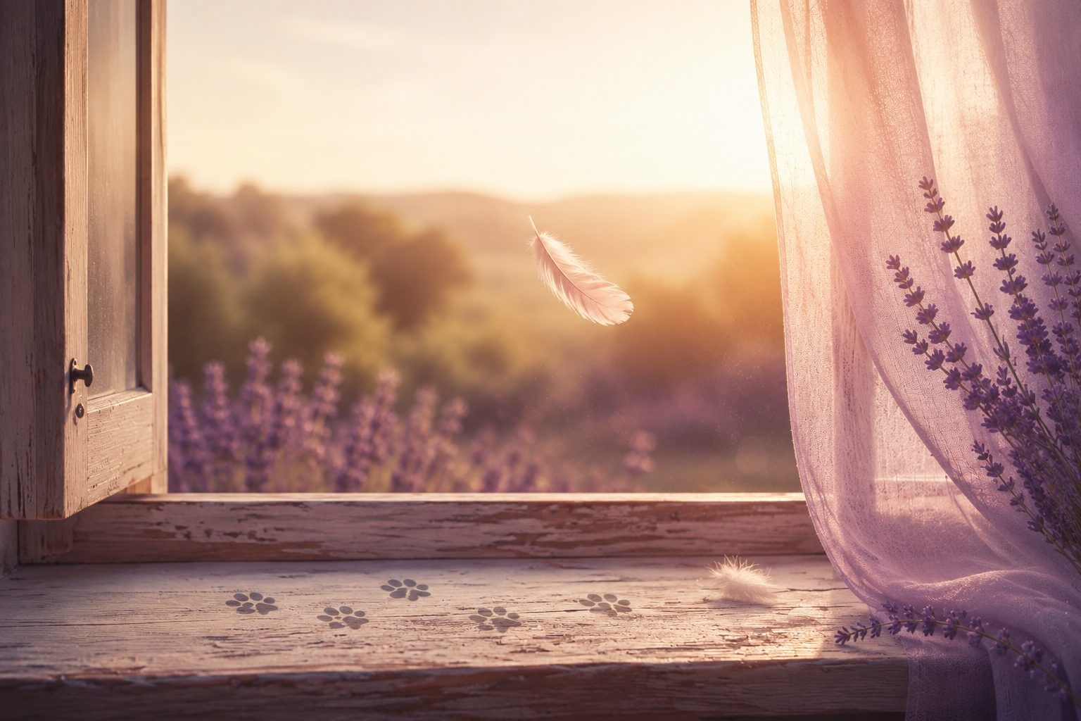 Fenêtre ouverte avec traces de pattes symbolisant le message transmis par un animal en communication<br />